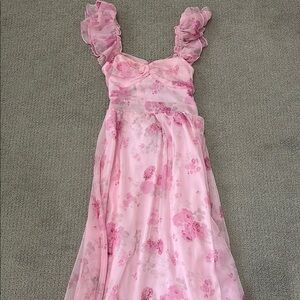 Pink Floral Ruffle Dress